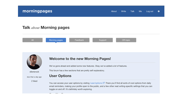 Screen shot of Morning Pages